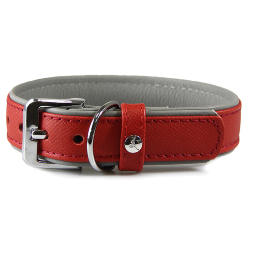 Das Lederband Hundehalsband Firenze carnelian/stone, Länge: 45 cm / Breite: 25 mm