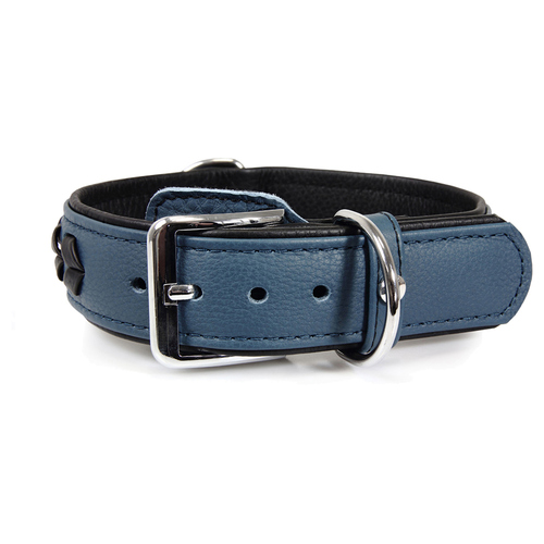 Das Lederband Hundehalsband Granada opal/black, Länge: 55 cm / Breite: 40 mm