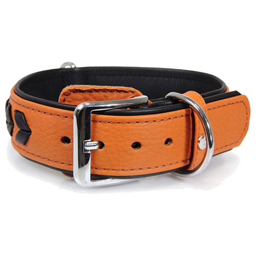 Das Lederband Hundehalsband Granada walnut/black, Länge: 55 cm / Breite: 40 mm