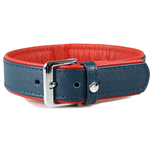 Das Lederband Hundehalsband Milano opal/flame, Länge: 40 cm / Breite: 20 mm