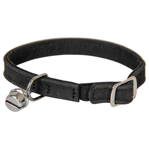 Das Lederband Katzenhalsband mit Gummizug Black