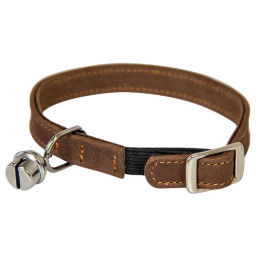 Das Lederband Katzenhalsband mit Gummizug Mocca