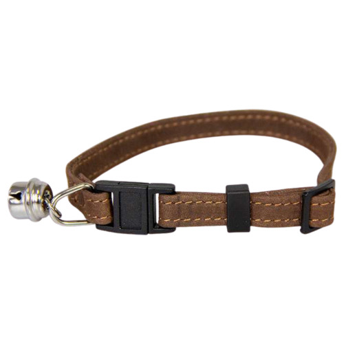 Das Lederband Katzenhalsband mit Klick-Verschluss Mocca