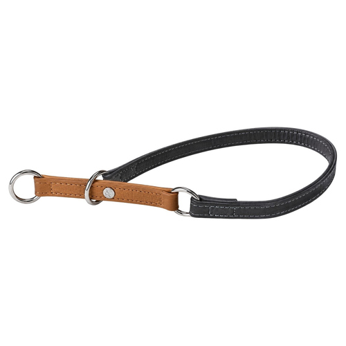 Das Lederband Zughalsband mit Stop Amsterdam Caramel/Lava, Länge: 35 cm