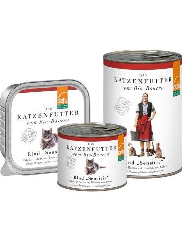 Defu Nassfutter für Katzen BIO Rind Sensitiv Pâté