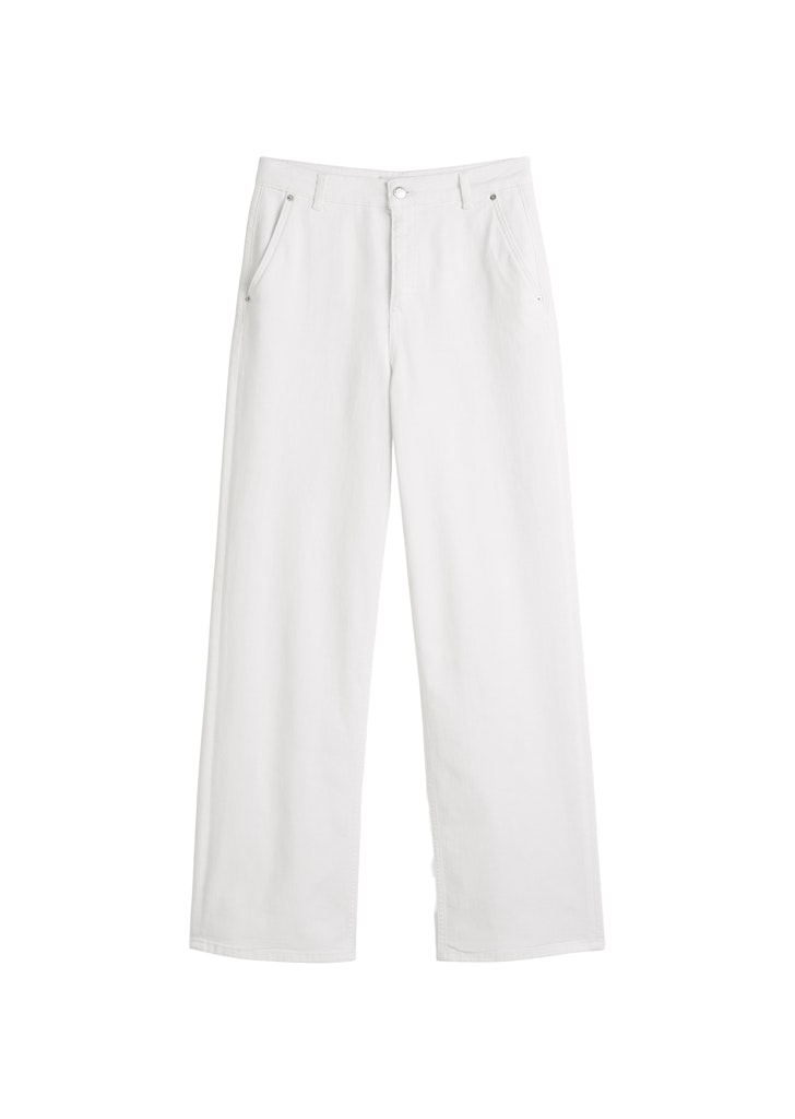 Denim trouser, wide fit, regular length, high waist, chino pockets