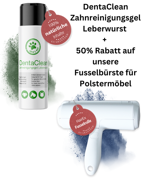 DentaClean Zahnreinigungsgel Leberwurst + gratis HairEx Fusselrolle für Polstermöbel!
