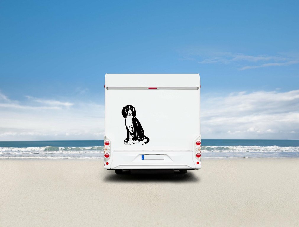 Deutsche Bracke Auto Wohnmobil Aufkleber I Wandtattoo - H50cm / Weiß
