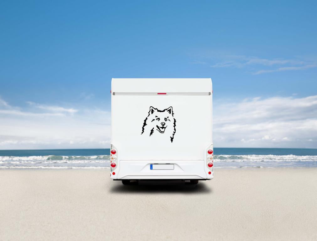 Deutscher Spitz Kopf Wohnmobil Aufkleber  I Wandtattoo - H20cm / Schwarz