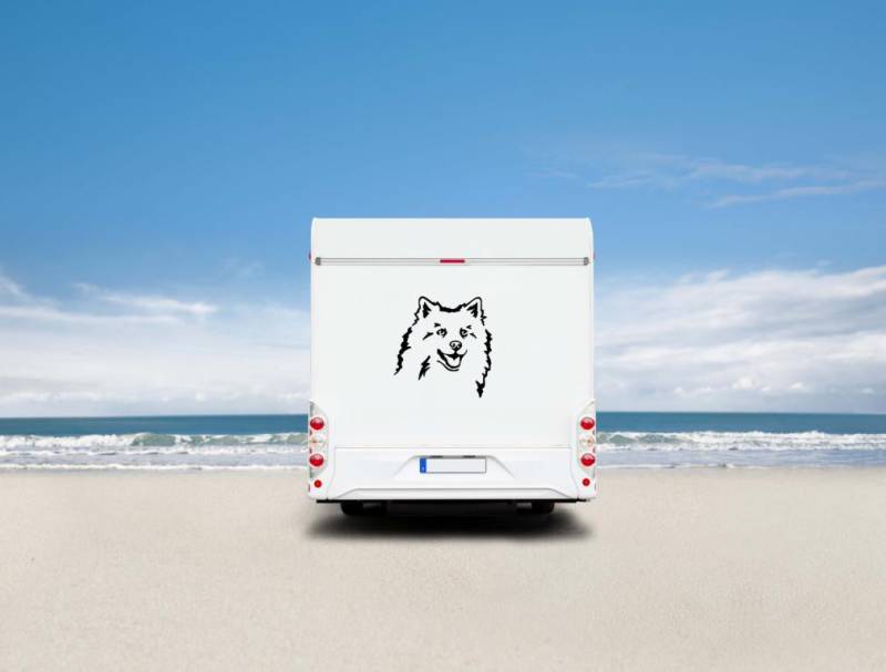 Deutscher Spitz Kopf Wohnmobil Aufkleber  I Wandtattoo - H20cm / Schwarz