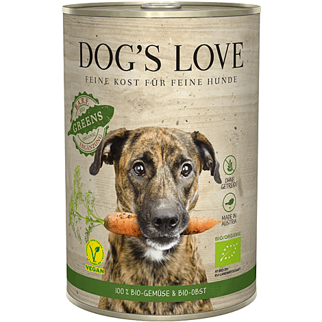 Dog's Love Bio Hunde Nassfutter GREENS mit Gemüse & Obst - Sparpaket: 12 x 400g