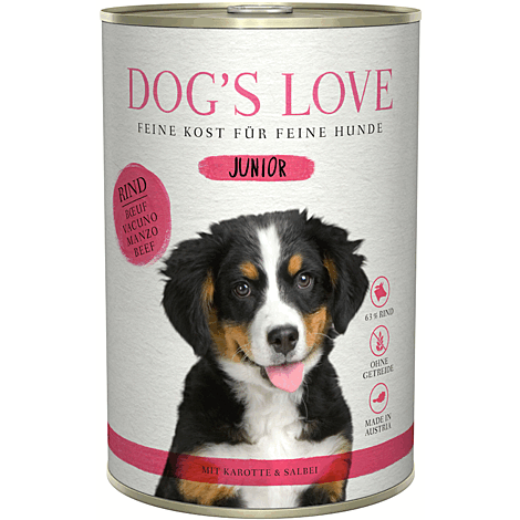 Dog´s Love Junior Rind Nassfutter für Welpen - Sparpaket: 24 x 200g