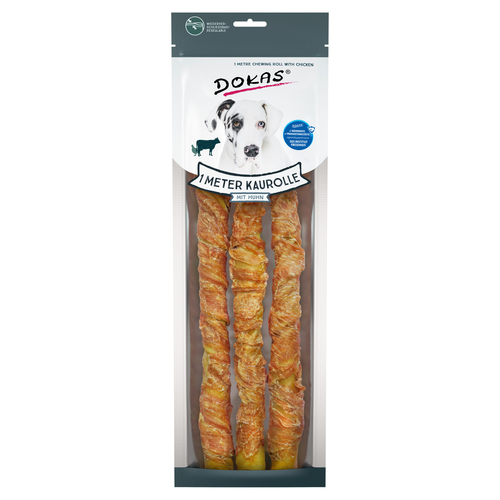Dokas 1 Meter Kaurolle mit Hühnerbrust (3x34cm) - 8 Stück / Sparpaket