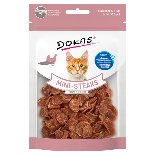 Dokas Mini Steaks mit Hühnchen & Fisch 25 g - 10 Stück / Sparpaket