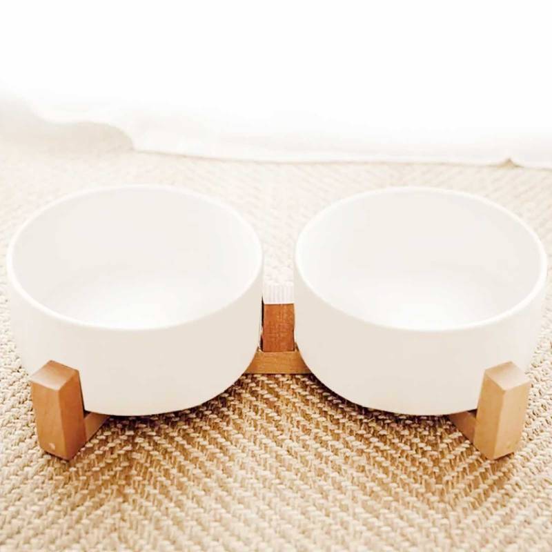 Doppel Hundenapf und Katzennapf aus Keramik wei? 2 x 850ml