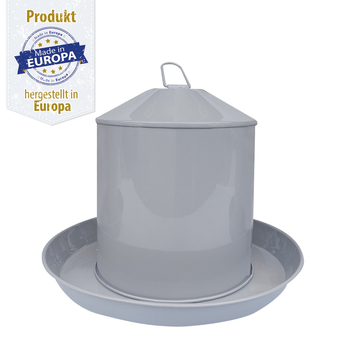 Doppelmanteltränke aus Metall - kunststoffbeschichtet - 8 Liter - Geflügeltränke - Hühner Tränke
