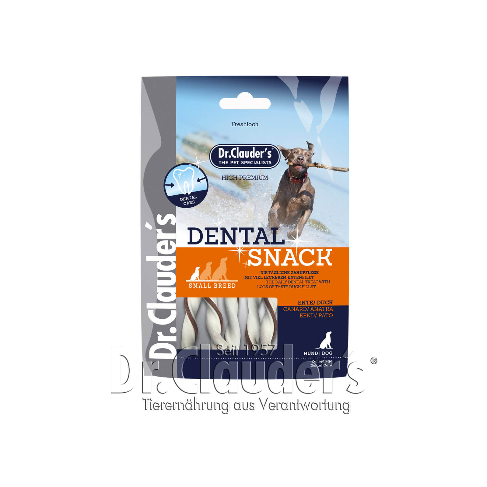 Dr Clauder Dental Hunde Snack Ente - Small Breed 80g - Sparpaket: 10 x 80g
