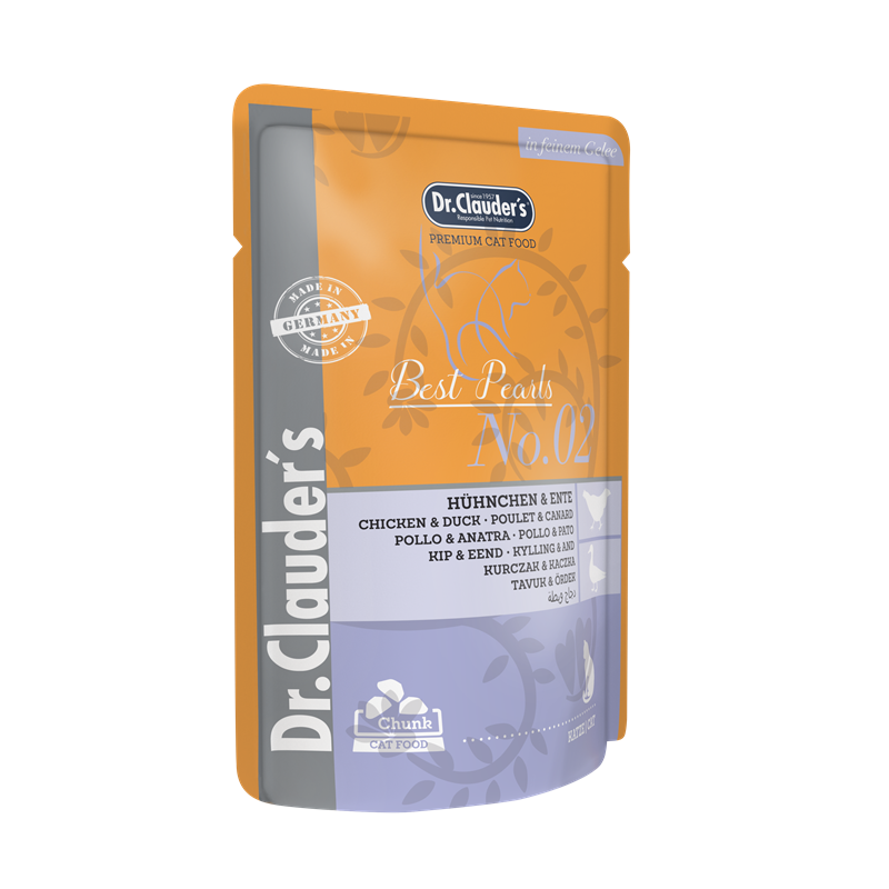 Dr Clauder Nassfutter für Katze High Premium Standbeutel 100g x 20 Stk - Sparpaket: 20 x 100g, Hühnchen & Ente