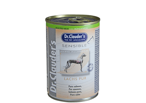 Dr Clauder Nassfutter für sensible Hunde Selected Meat pur 7 leckere Sorten 6 x 400g - Lachs, Sparpaket: 6 x 400g