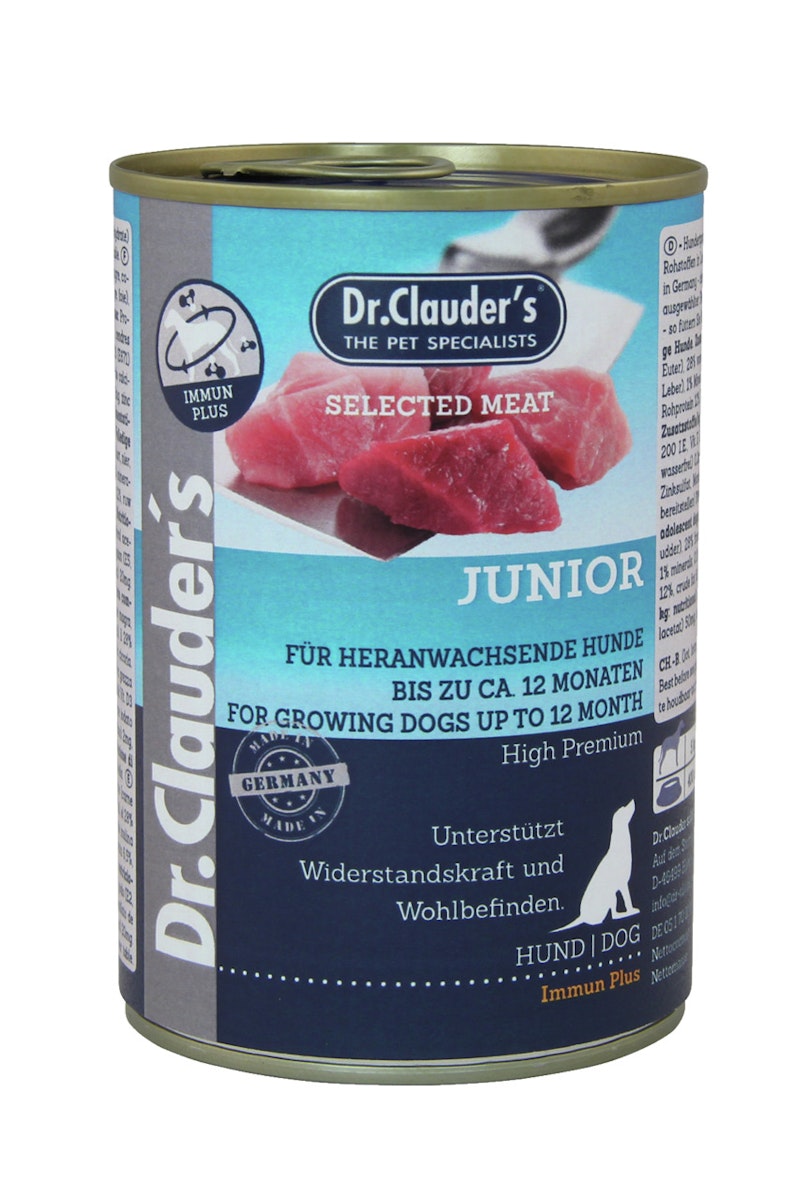 Dr. Clauder's Selected Meat Immun plus 400g Dosen Hundenassfutter Sparpaket Junior 12x400g