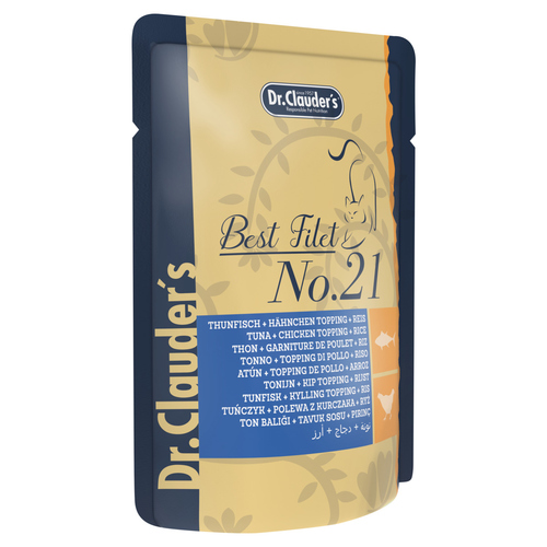 Dr. Clauders Best Filet No. 21 Thunfisch & Hähnchen Topping und Reis 100 g - 12 Stück