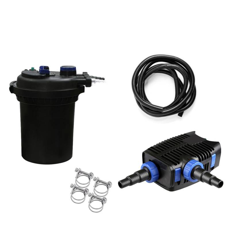 Druckteichfilter Set CPF 10.000 mit 20W Eco Pumpe 10m Schlauch Nr.3