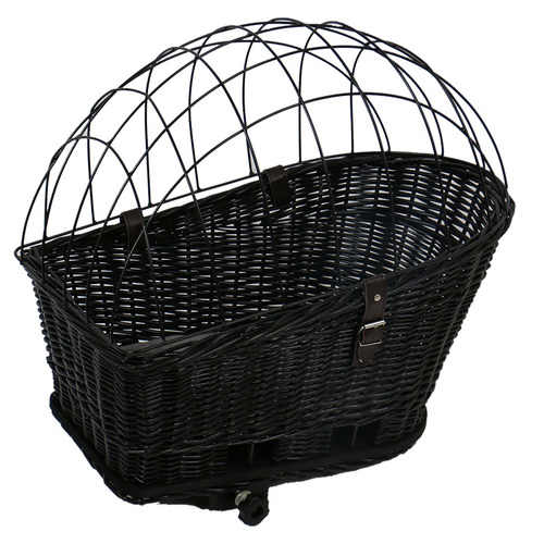 Duvo+ Fahrradkorb mit Kissen Weiden Provence schwarz für Hunde