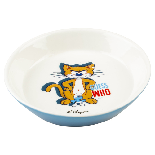 Duvo+ Futternapf "Die Schlümpfe" Azrael Schlumpf flach weiß/blau 320 ml für Katzen