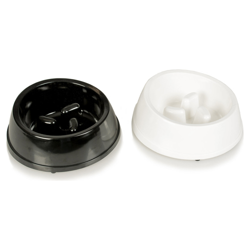 Duvo+ Futternapf Melamine Glossy Anti-Schling schwarz/weiß, Maße: Ø19 cm