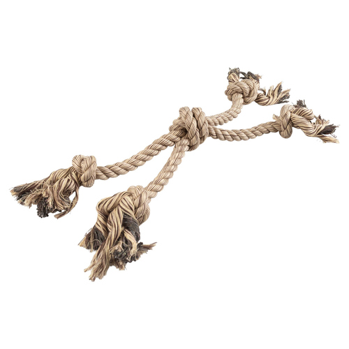 Duvo+ Hundespielzeug Flossy Kreuzseil mit 4 Knoten braun
