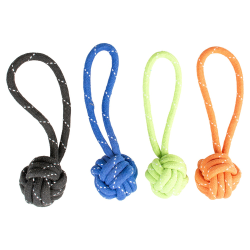 Duvo+ Hundespielzeug Scooby Seil Dummy Ball mit Schlaufe bunt