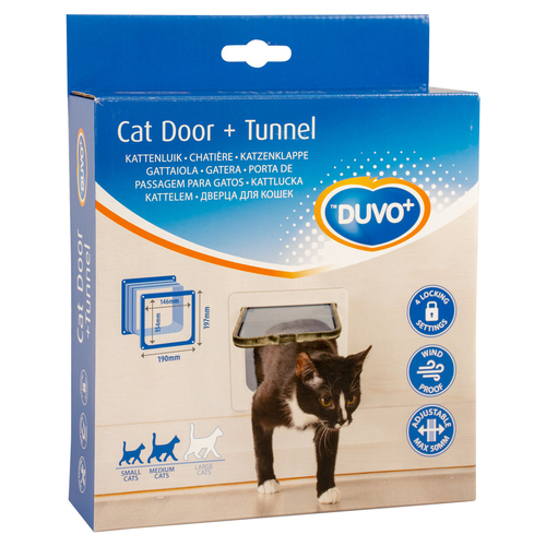 Duvo+ Katzenklappe + Tunnel weiß