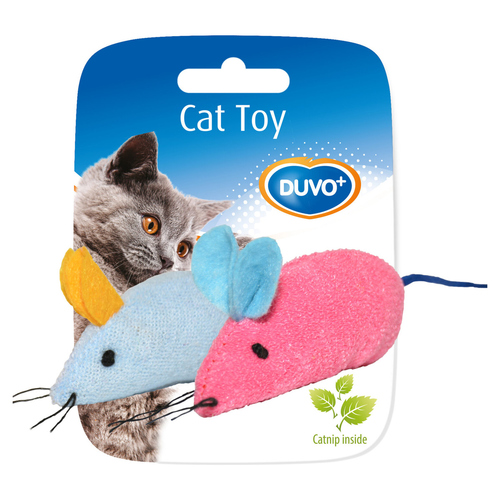 Duvo+ Katzenspielzeug Maus mit Katzenminze blau/rosa