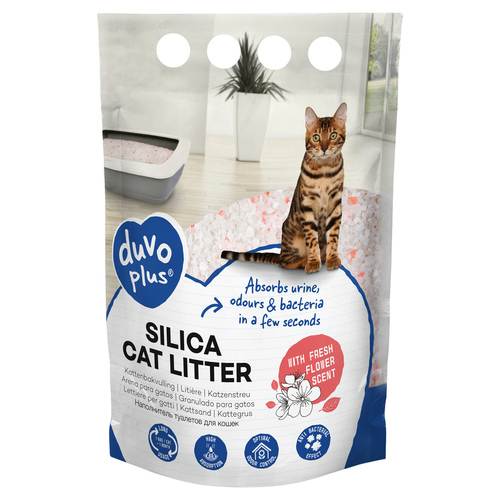 Duvo+ Katzenstreu Premium Silica Blume weiß/rosa 5 l