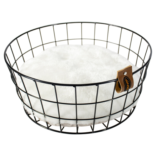 Duvo+ Metallkorb Caviar rund, quadratische Drähte schwarz für Katzen