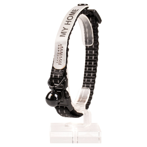 Duvo+ Reflektierendes Katzenhalsband mit Adresse schwarz