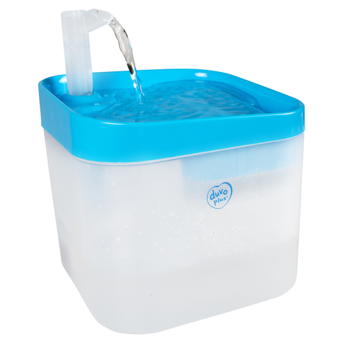 Duvo+ Transparenter Trinkbrunnen blau/weiß für Katzen