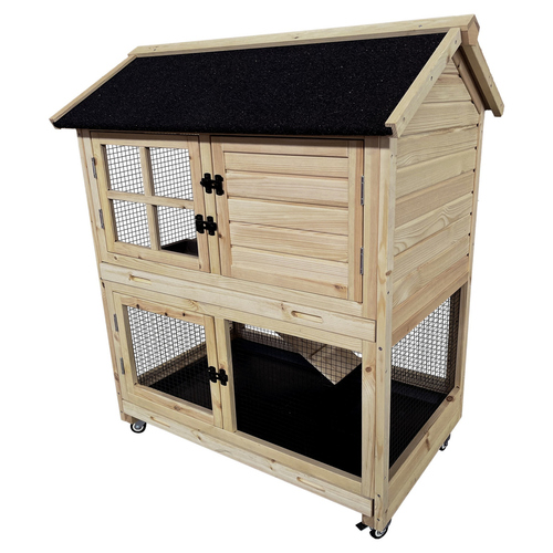 Duvo+ Woodland Kaninchenstall mit Rollen Flappy Pinus