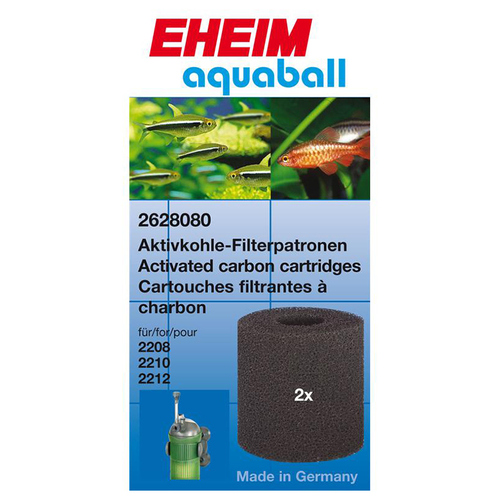 EHEIM Aktivkohlepatrone für Innenfilter 2208-2212, aquaball 60-180 & biopower 160 - 2 Stück