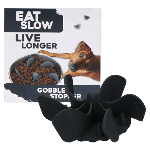 Eat Slow Live Longer Anti-Schlingeinsatz anthrazit, Durchmesser Boden: 11 cm