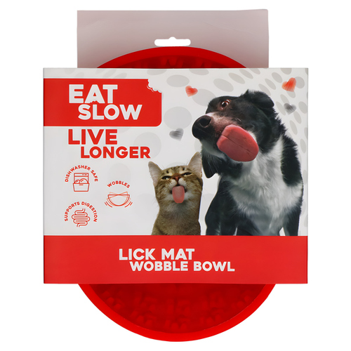 Eat Slow Live Longer Anti-Schlingnapf Wobble rot, Durchmesser: 17 cm