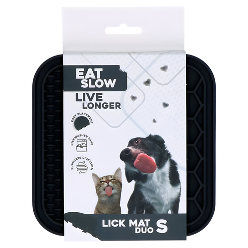 Eat Slow Live Longer Leckmatte mit Noppen und Waben anthrazit, Größe: M