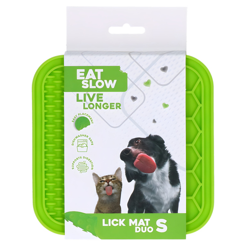 Eat Slow Live Longer Leckmatte mit Noppen und Waben grün, Größe: S
