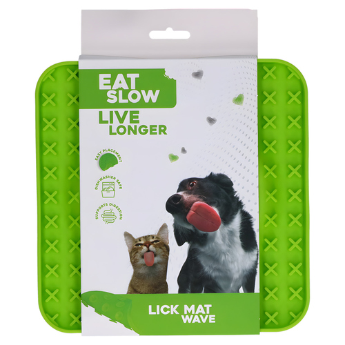 Eat Slow Live Longer Leckmatte mit Welle grün, Maße: 20 x 20 cm