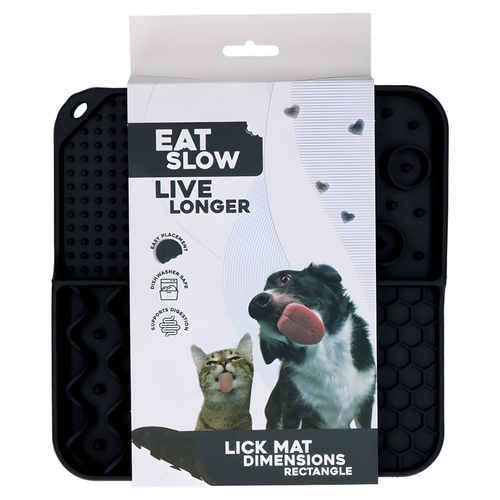 Eat Slow Live Longer Leckmatte mit tiefen Fächern anthrazit, Maße: 21 x 21 cm