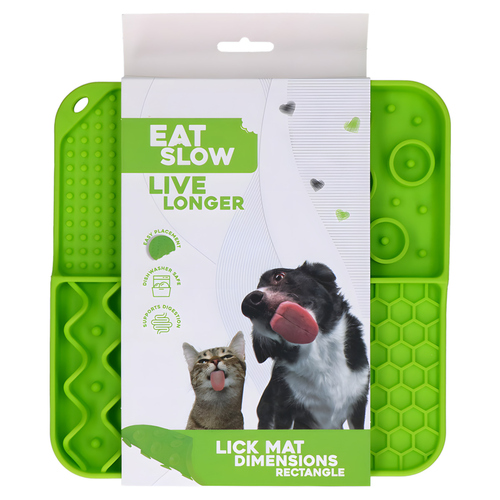 Eat Slow Live Longer Leckmatte mit tiefen Fächern grün, Maße: 21 x 21 cm