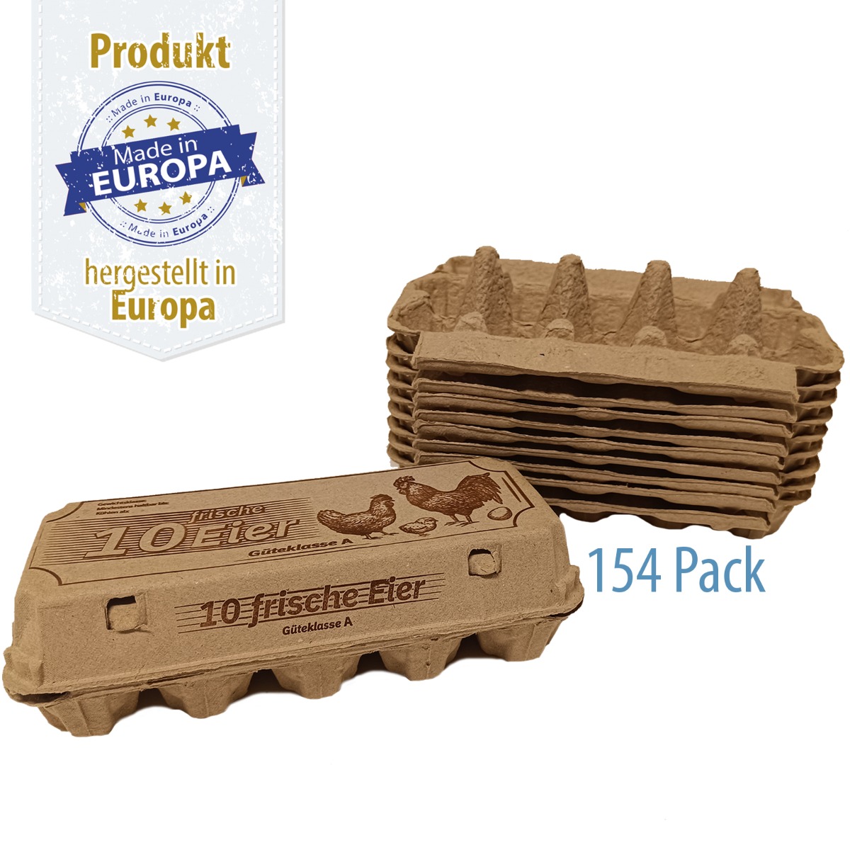 Eierverpackung - 10 frische Eier - natur - 154er Pack