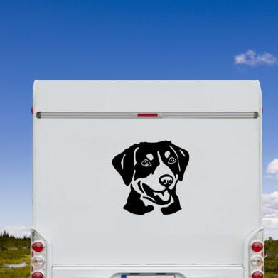 Entlebucher Sennenhund Aufkleber – Kopf Motiv für Auto, Wohnmobil & Wandtattoo - H30cm / Schwarz