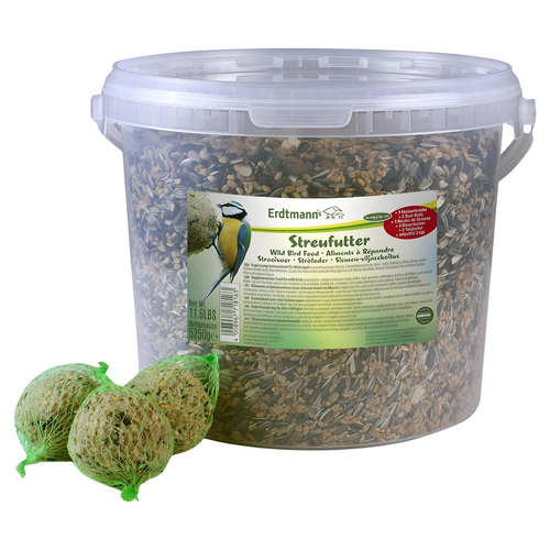Erdtmanns Streufutter 5 kg im Eimer + 3 Meisenknödel