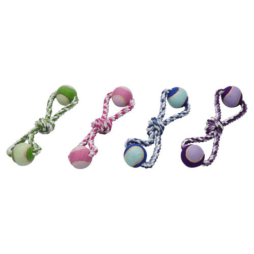 Europet Bernina Hundespielzeug 2 Tennisbälle am Baumwollseil